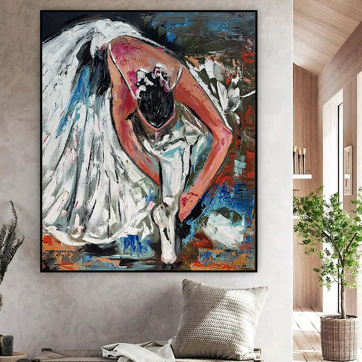Contemporary Abstract Original Oil Painting On 90 x 76cm on Canvas ‘Ballet Dancer’