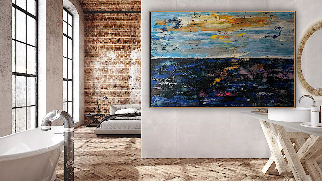 Original Abstract Oil Painting On Canvas 150cm x 100cm Depth of Silence Oka seascape