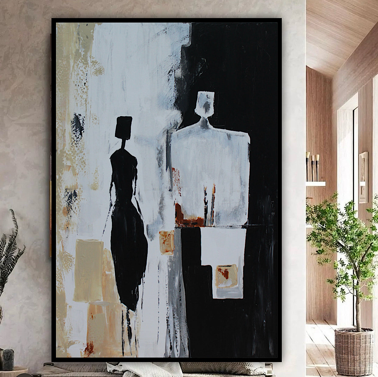 Framed Original Abstract contemporary Oil Painting On Canvas 90x60cm  love to talk oka