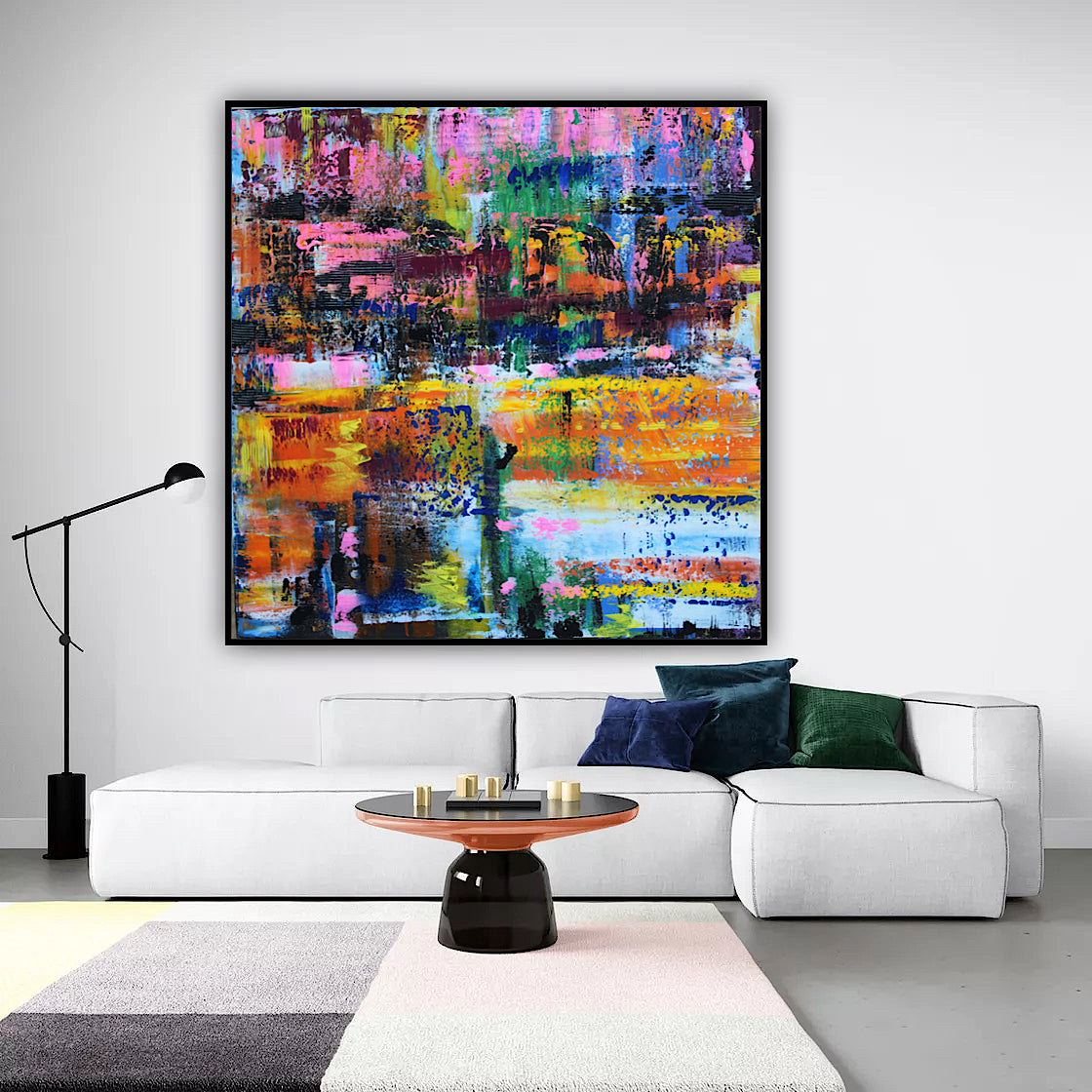 Oka Contemporary Abstract Original Oil Painting On Canvas 80x80cm  “Luminous Echoes”