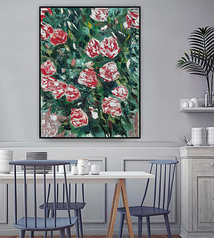 Abstract Impressionist Style Original Oil Painting on canvas 100x76cm Rose Garden