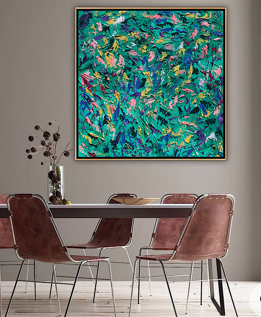 Oka Style Abstract contemporary Oil Painting On Canvas 100 x 100cm Secret Garden