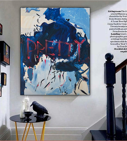 Modern Original Textured Abstract Oil Painting on Canvas 100x80cm Graffiti Art Pretty