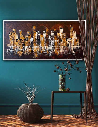 Richter Original Abstract Oil Painting On Canvas 60x120cm Cityscape escape New York