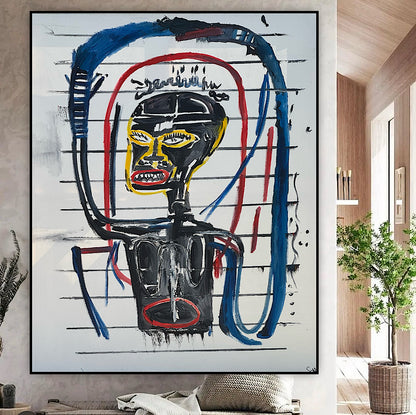 Modern Original Textured Abstract Oil Painting  Canvas 100x80cm Graffiti Art Darkness