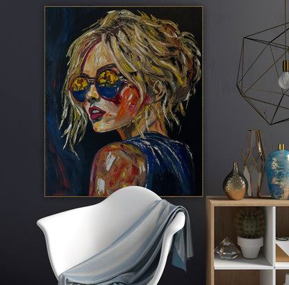 Contemporary Abstract Original Oil Painting of a woman On 90 x 76cm Canvas ‘Blondie II’ woman portrait