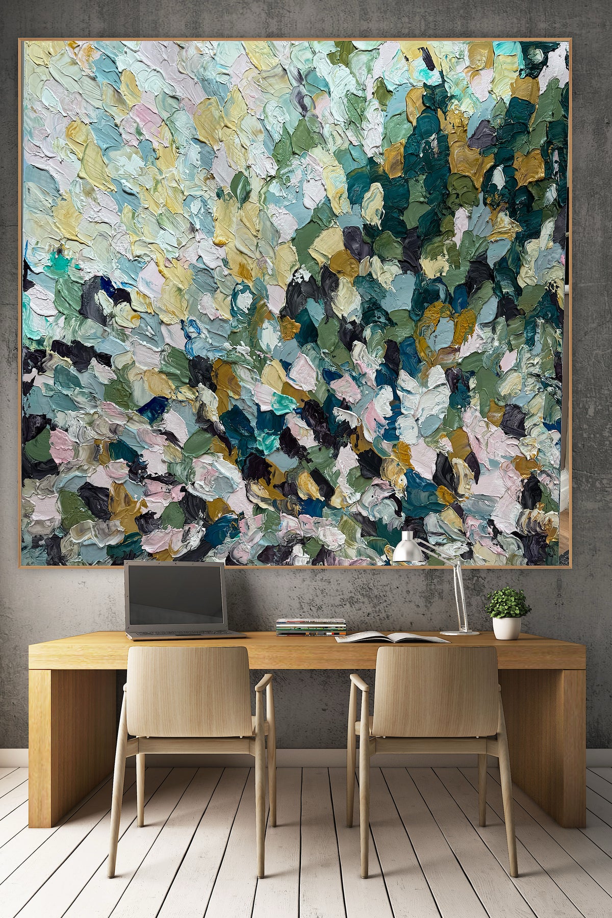 Modern Original textured Abstract Oil Painting On deep edge Canvas 120 x 120cm ‘Autumn Garden’