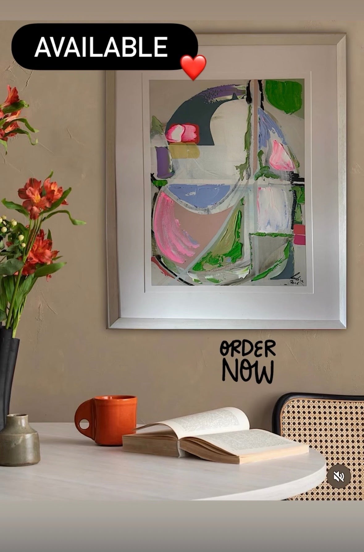 Oka Contemporary Abstract Original Oil Painting On canvas 84x68cm Summer Time framed in white