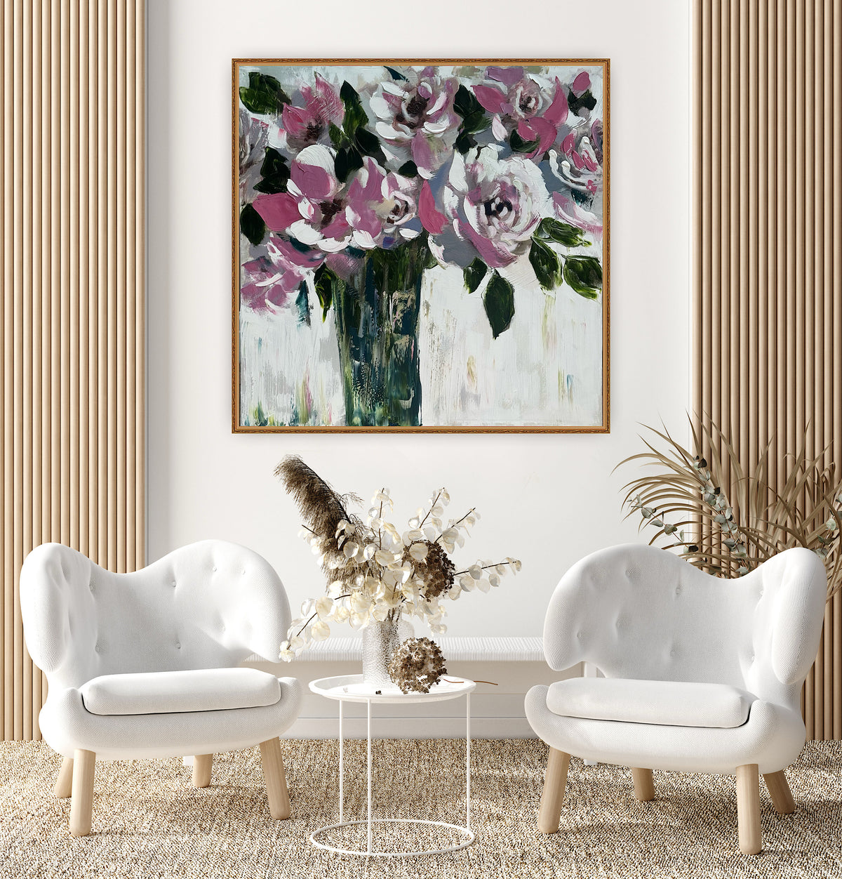 Contemporary Abstract Original Oil Painting On 60x60cm on Canvas Roses in the Vase