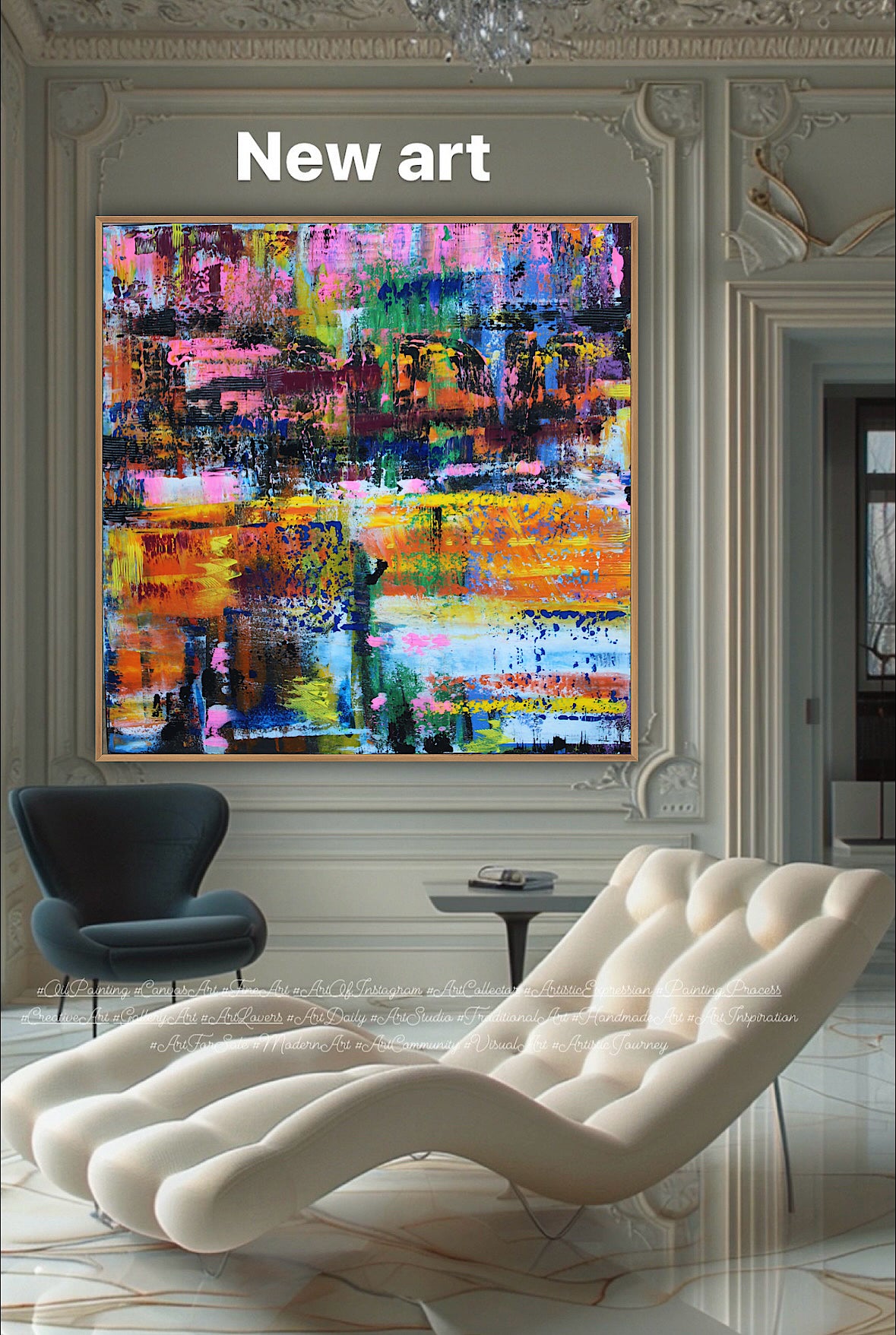 Oka Contemporary Abstract Original Oil Painting On Canvas 80x80cm  “Luminous Echoes”