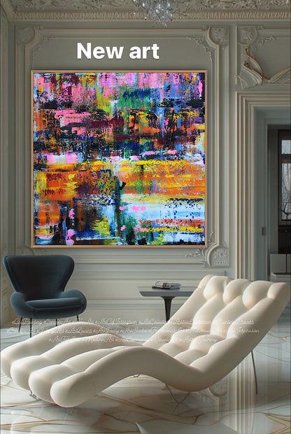 Oka Contemporary Abstract Original Oil Painting On Canvas 80x80cm  “Luminous Echoes”