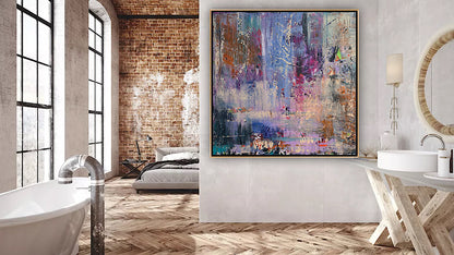 Contemporary Style Abstract Original Oil Painting on 90x90cm Canvas Palimpsest