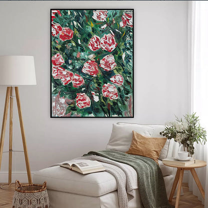 Abstract Impressionist Style Original Oil Painting on canvas 100x76cm Rose Garden