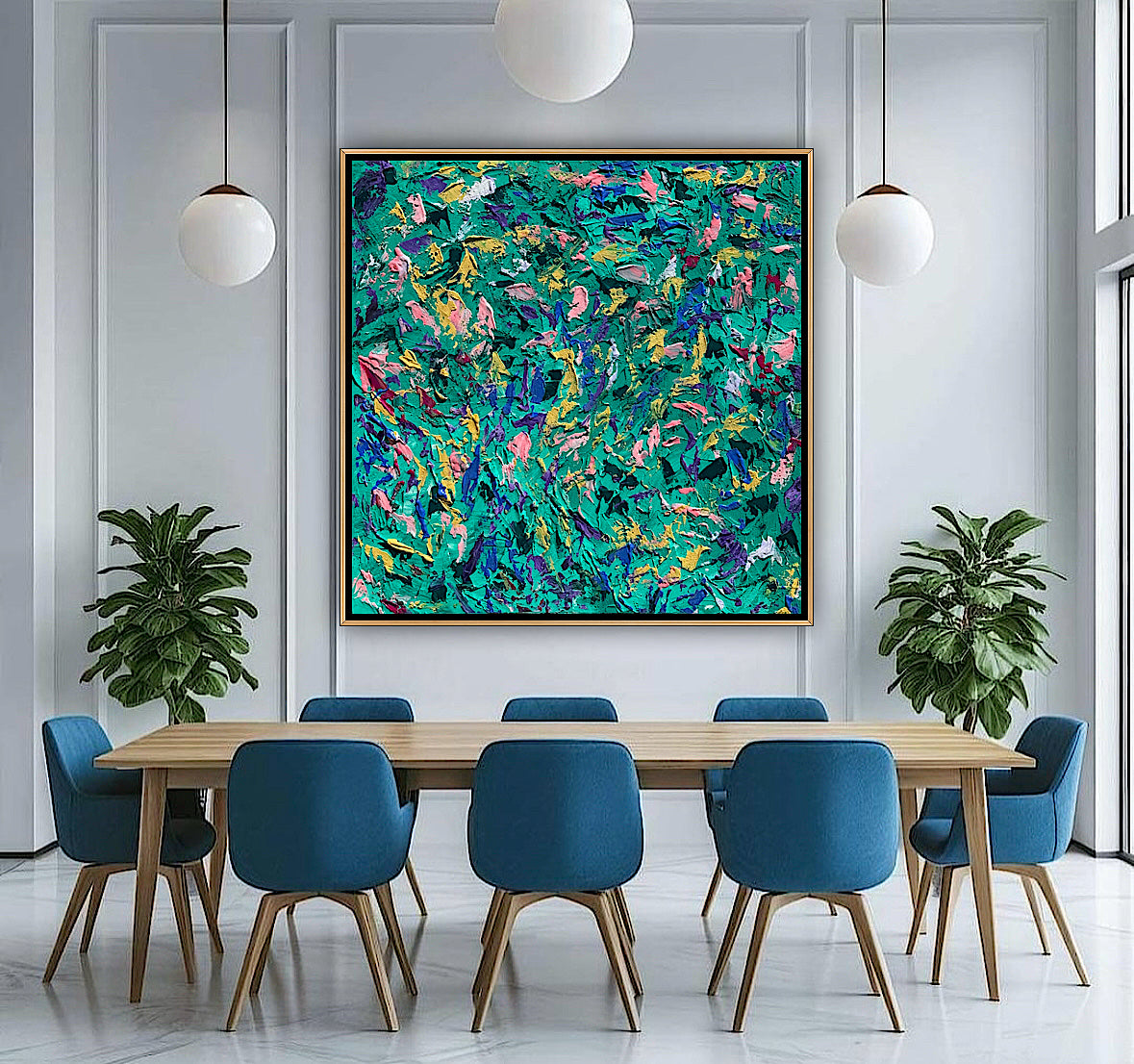 Oka Style Abstract contemporary Oil Painting On Canvas 100 x 100cm Secret Garden