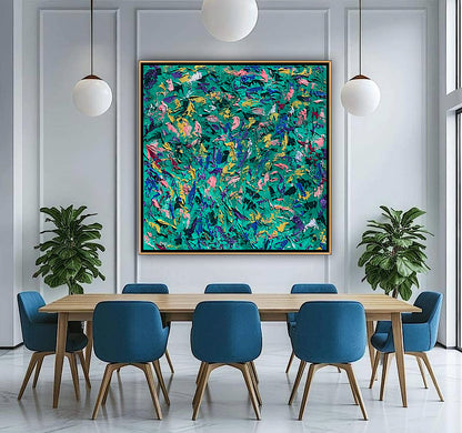 Oka Style Abstract contemporary Oil Painting On Canvas 100 x 100cm Secret Garden