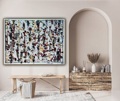 Large Abstract Original Oil Painting On 120x91cm canvas textured Veiled Wilderness