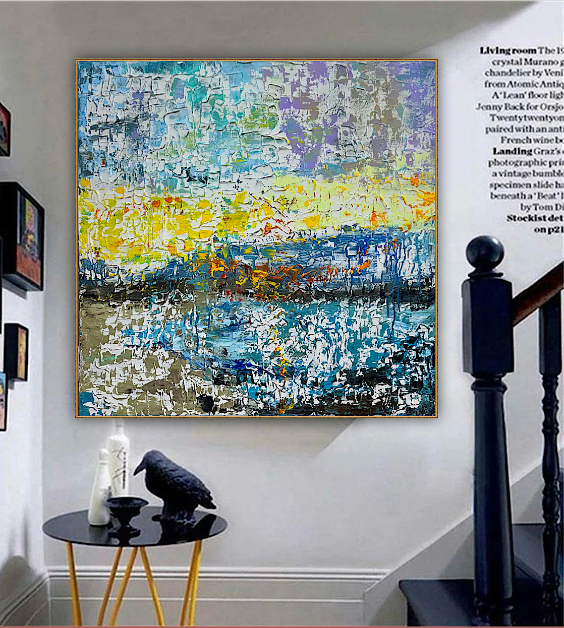 Original Abstract Oil Painting On Canvas Textured 100x100cm  Tides of Radiance (seaside)