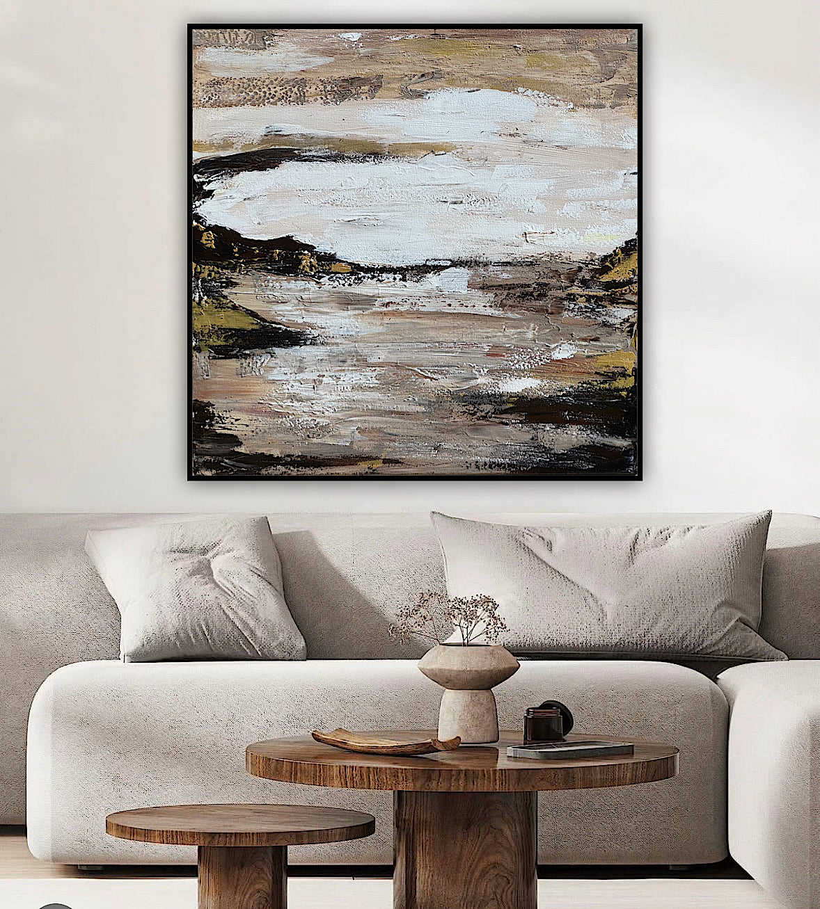 Oka style textured Original modern Abstract Oil Painting On Canvas 80 x 80cm ‘Between Shadow And Sky’
