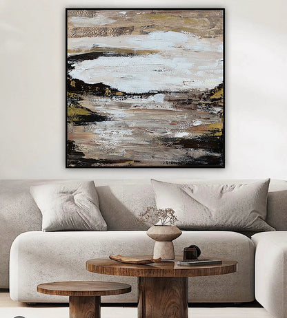Oka style textured Original modern Abstract Oil Painting On Canvas 80 x 80cm ‘Between Shadow And Sky’