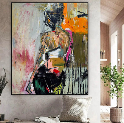 Contemporary Abstract Original Oil Painting On 90 x 76cm canvas Mademoiselle Mid-Departure