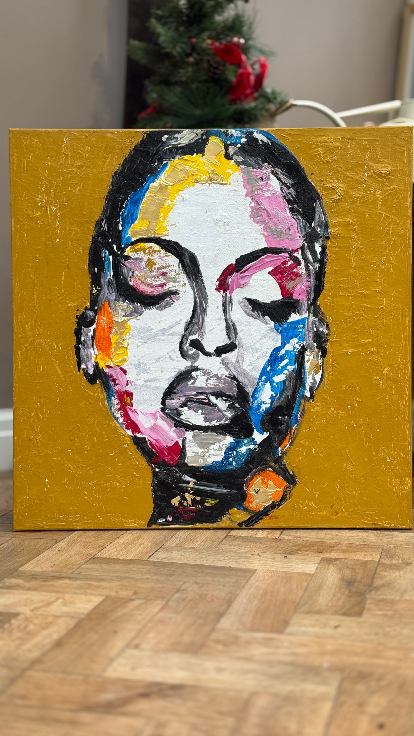 Oka Contemporary Abstract Original Oil Painting 60 x 60cm textured Strong Woman (portrait)