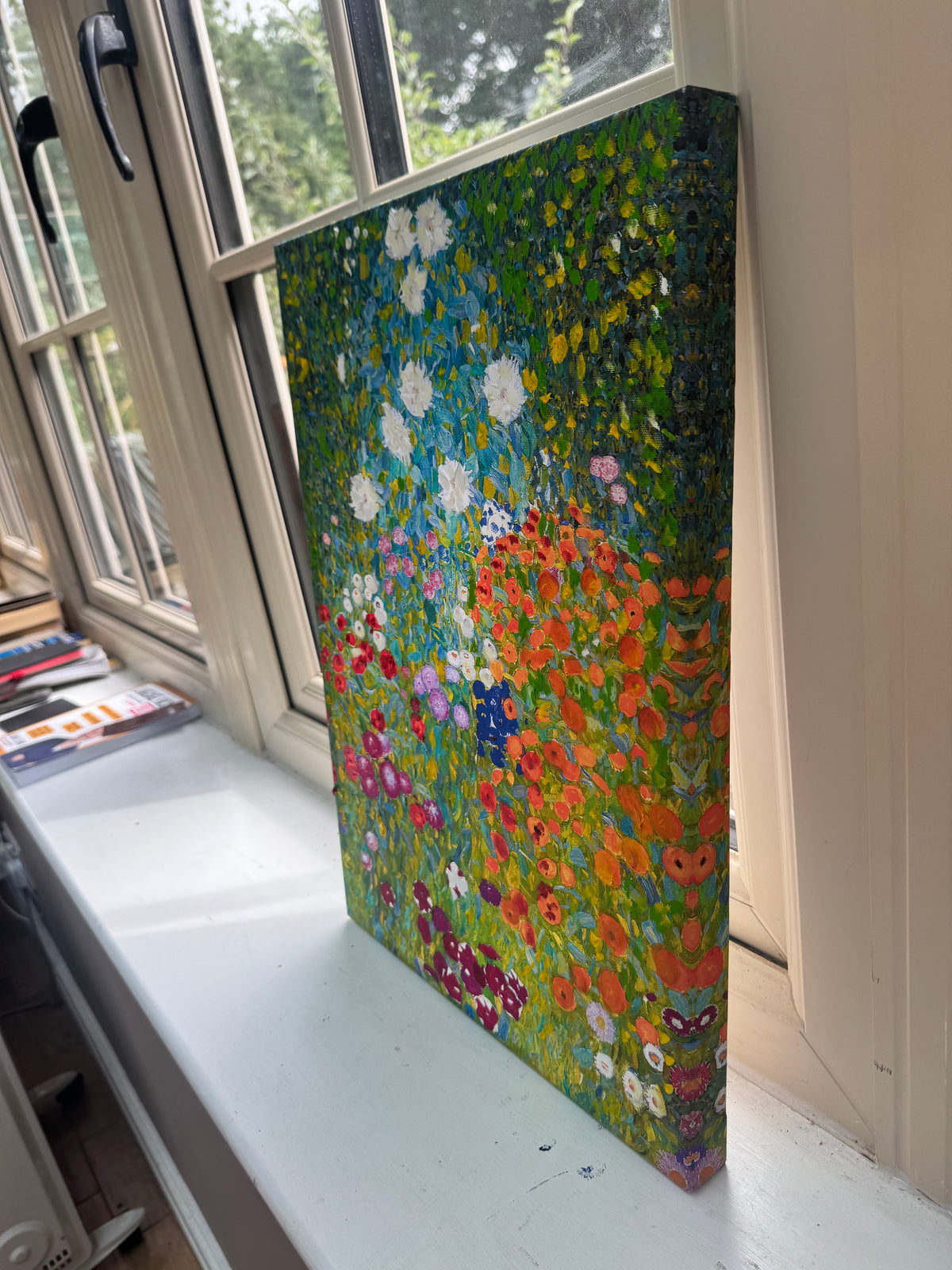 Contemporary Abstract Original Oil Painting On 50x35cm on Canvas Summer Garden