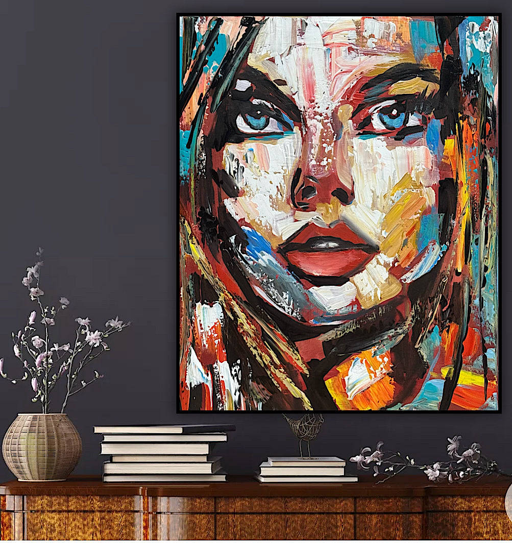 Abstract Original modern Oil Painting on 50 x 40cm canvas Arrora  woman portrait