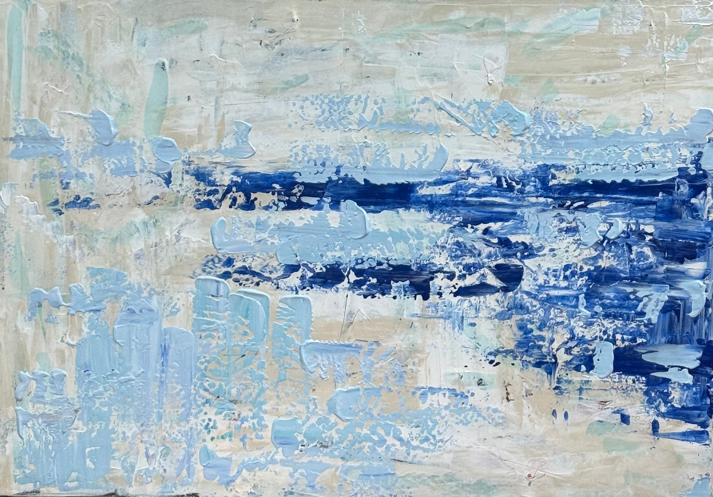 Textured Original Abstract acrylic Painting On Canvas 85 x 60cm Summer Beach
