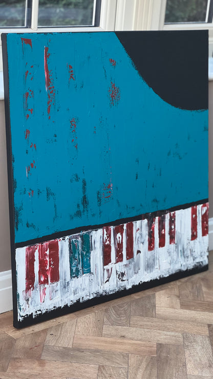 Richter Style Original abstract Oil Painting On Canvas 80x80cm Piano Keys Music