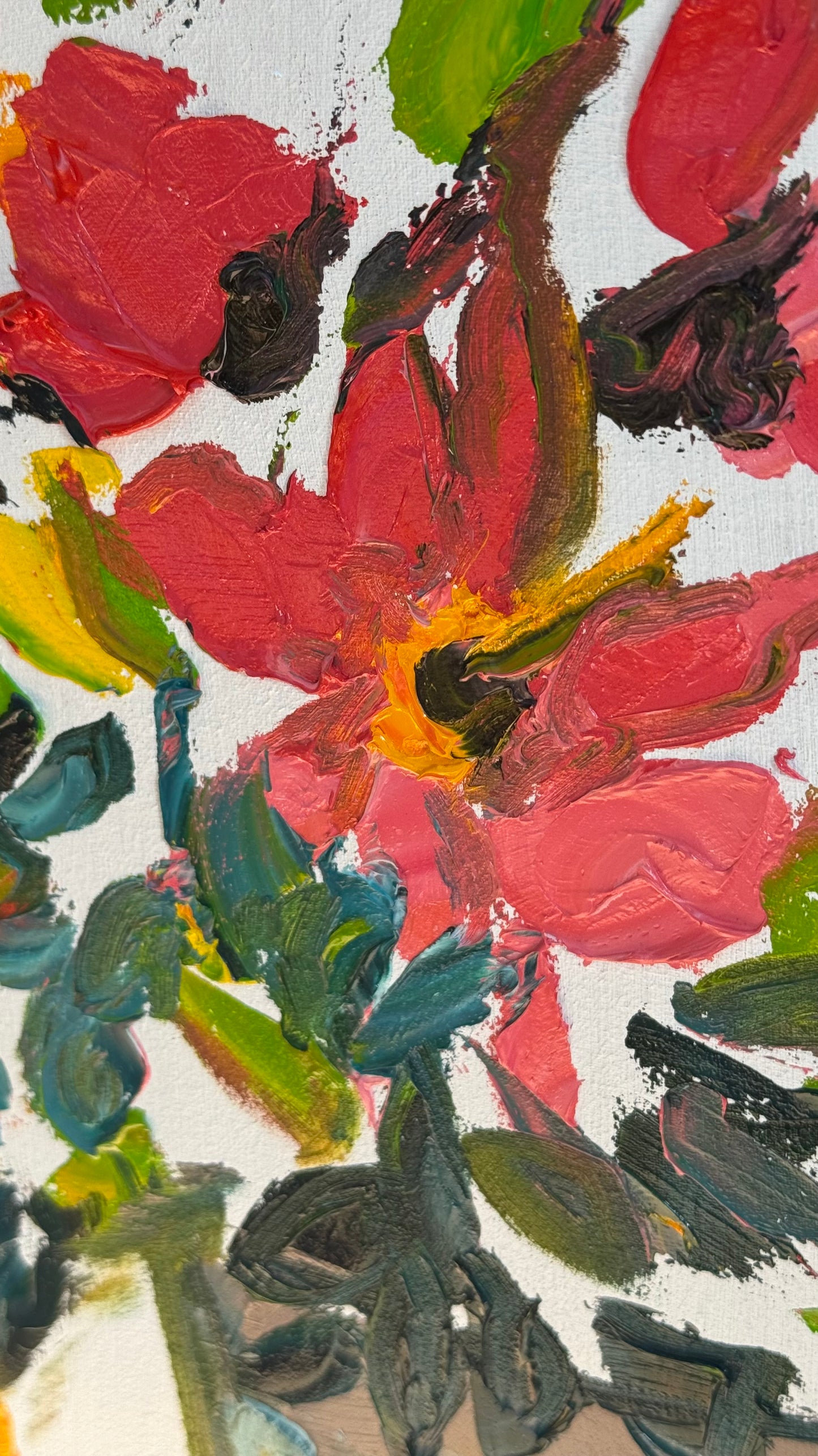 Framed Original Abstract contemporary Oil Painting On Canvas 45x40cm Floral dream textured Oka