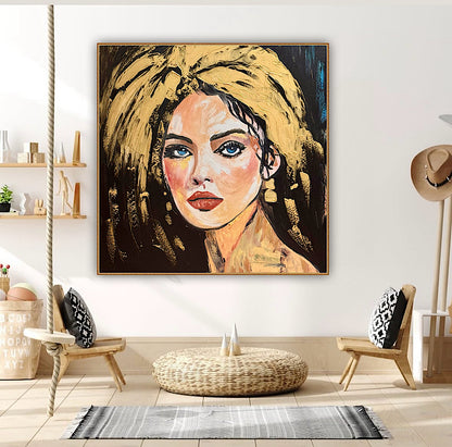 Richter Style Abstract Original Oil Painting On 100 x 100cm canvas Alchemy of Beauty  woman portrait