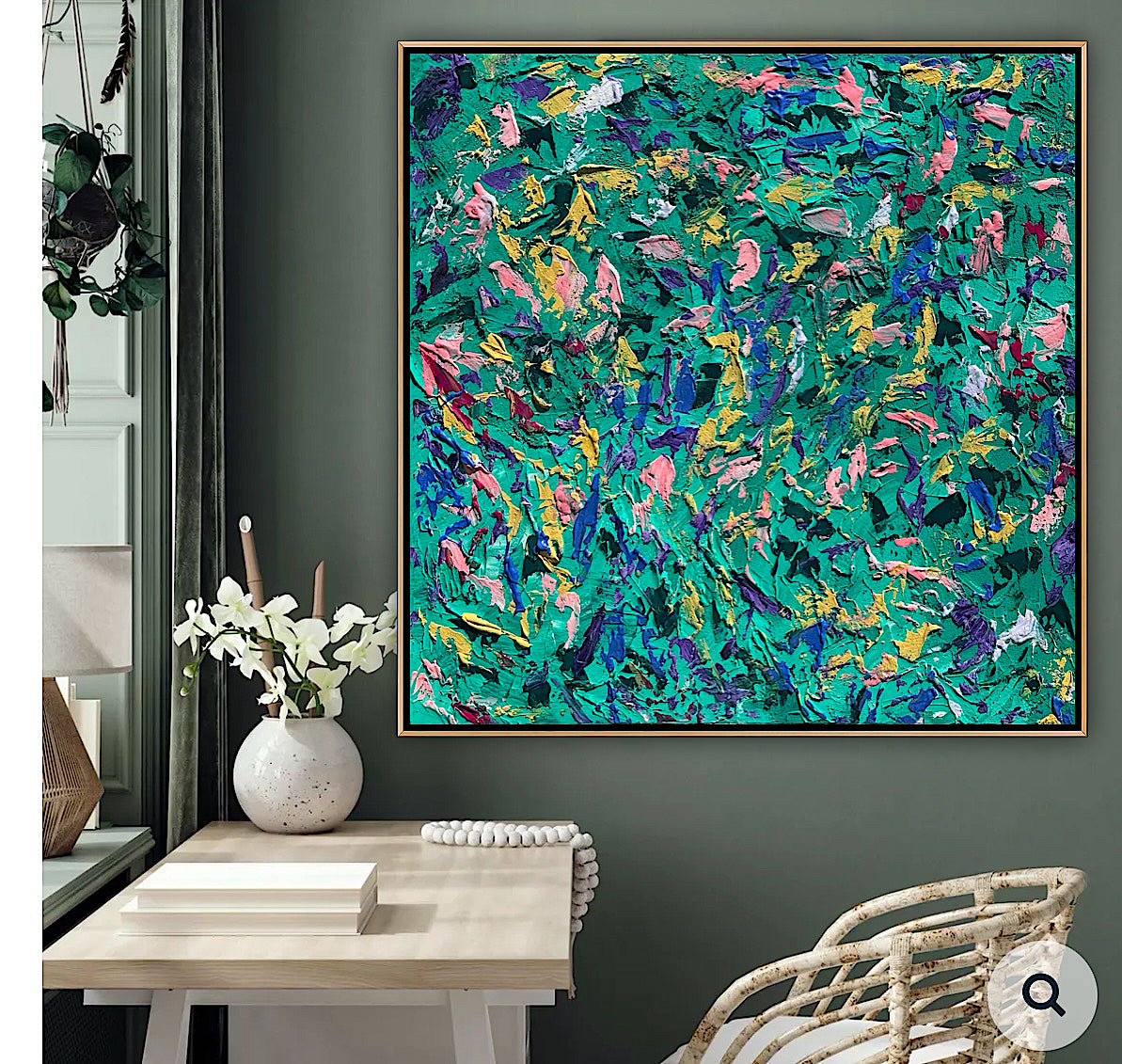 Oka Style Abstract contemporary Oil Painting On Canvas 100 x 100cm Secret Garden