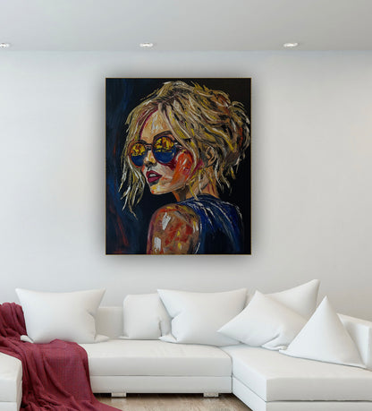 Contemporary Abstract Original Oil Painting of a woman On 90 x 76cm Canvas ‘Blondie II’ woman portrait
