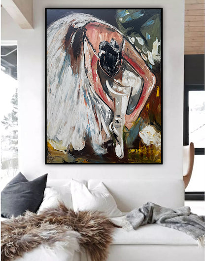 Ballet dancer Original modern Abstract Oil Painting On Canvas 100 x 77cm Oka