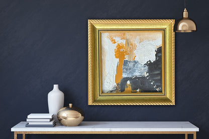 Framed in gold gilt frame Original Abstract Oil Painting On Canvas 18 x 18cm ‘Umbro’