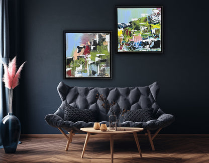 Framed Original Contemporary Abstract Oil Painting On Canvas 24 x 24cm ‘Rome’