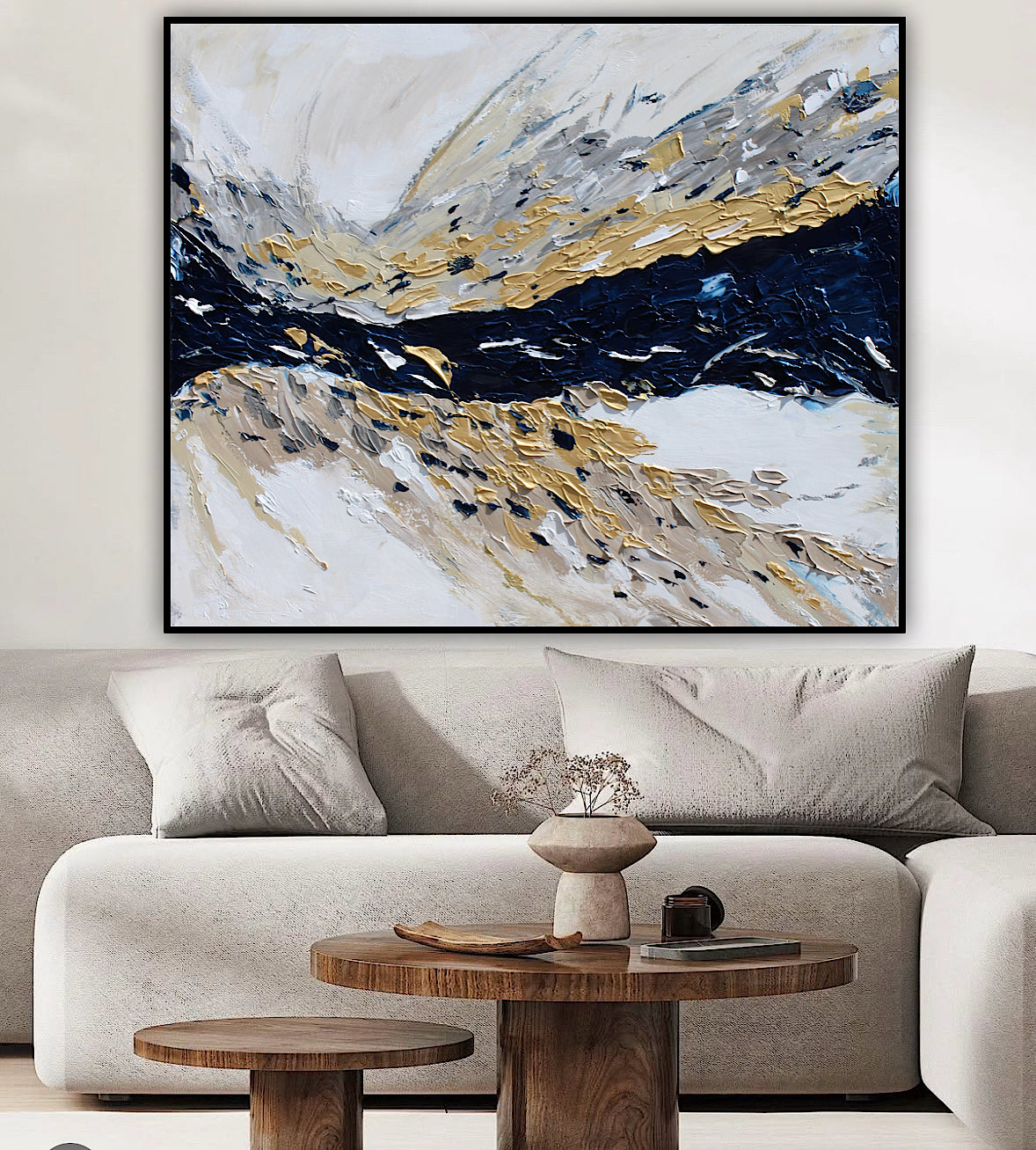 Oka Original Abstract Oil Painting On Canvas 120x100x4cm ‘Horizon ‘Seascape