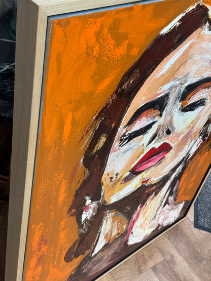Richter StyLe Abstract Original Oil Painting On Canvas 100x80cm Ember Muse portrait framed in oak