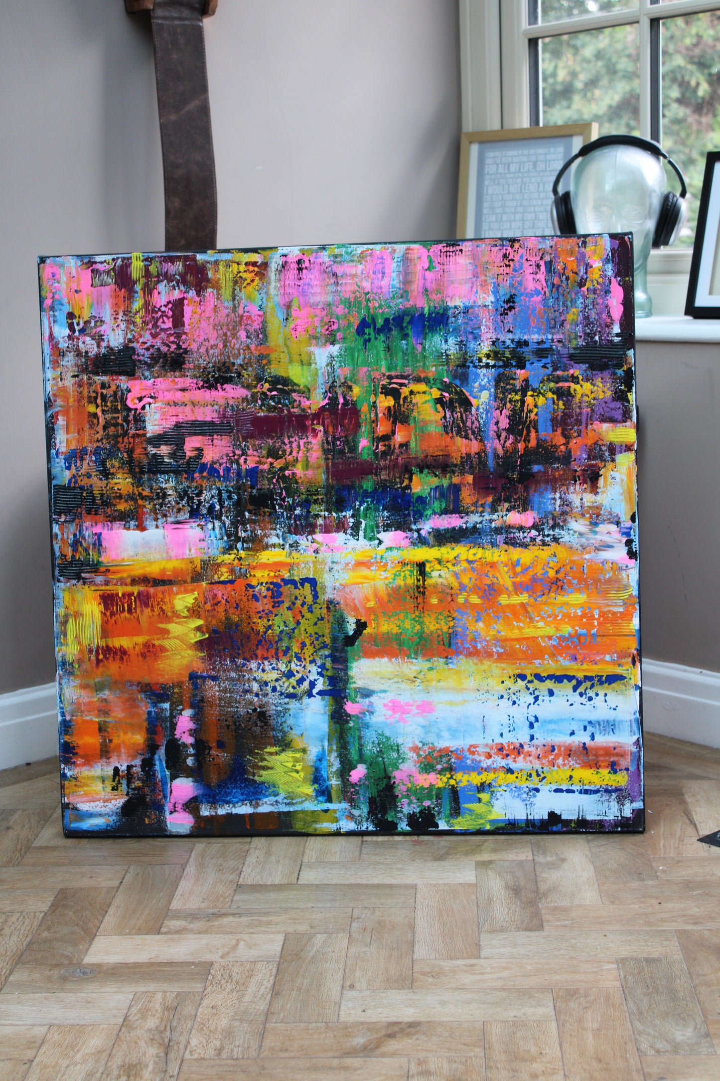 Oka Contemporary Abstract Original Oil Painting On Canvas 80x80cm  “Luminous Echoes”