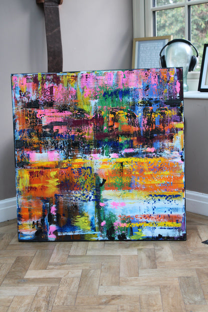 Oka Contemporary Abstract Original Oil Painting On Canvas 80x80cm  “Luminous Echoes”