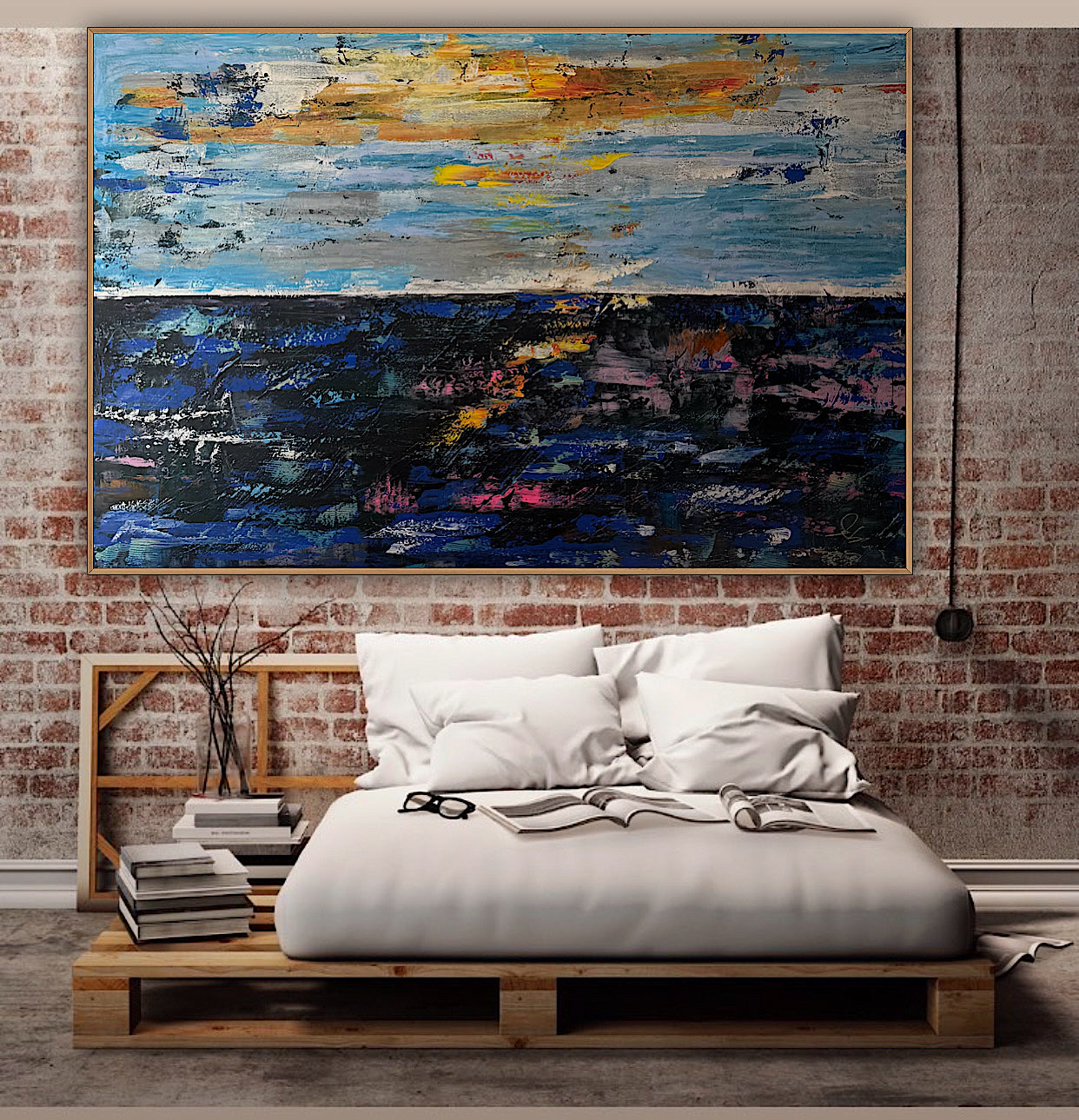 Original Abstract Oil Painting On Canvas 150cm x 100cm Depth of Silence Oka seascape