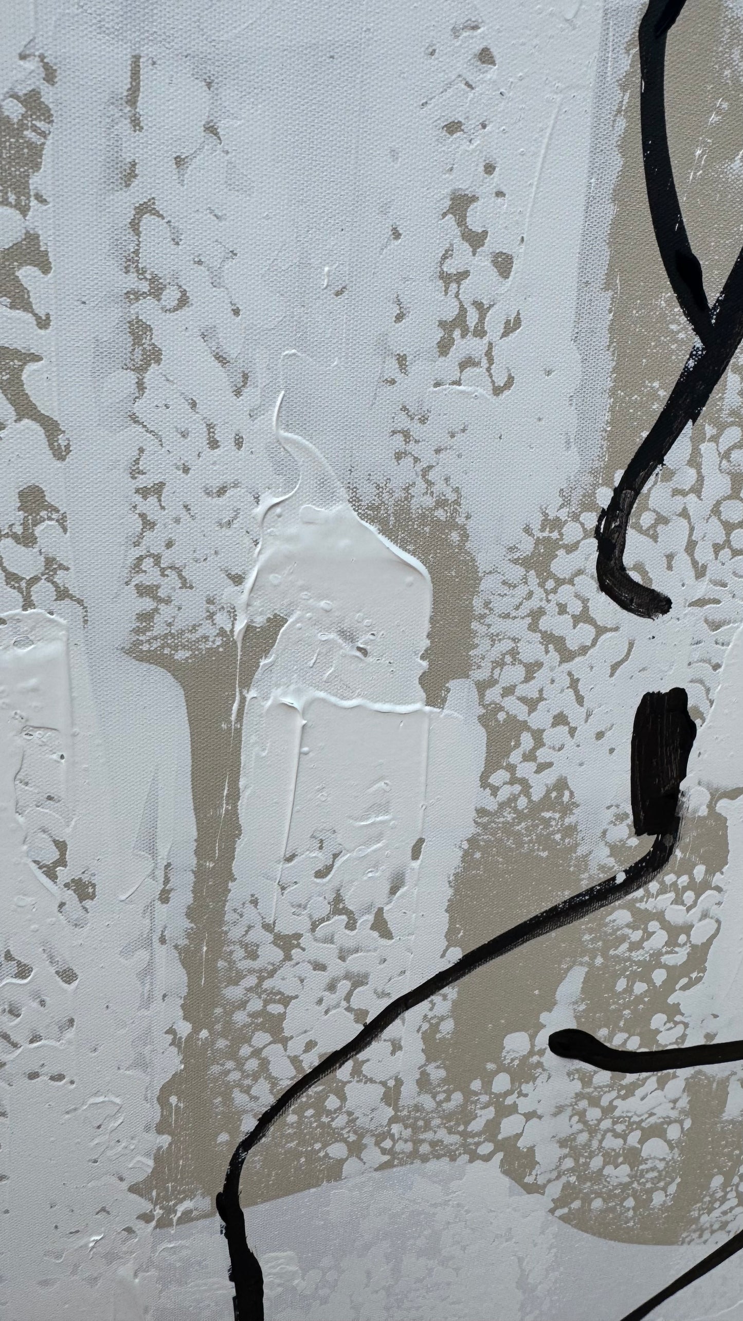 Framed in black Original Abstract contemporary Oil Painting On Canvas 70x50cm Nude textured Oka