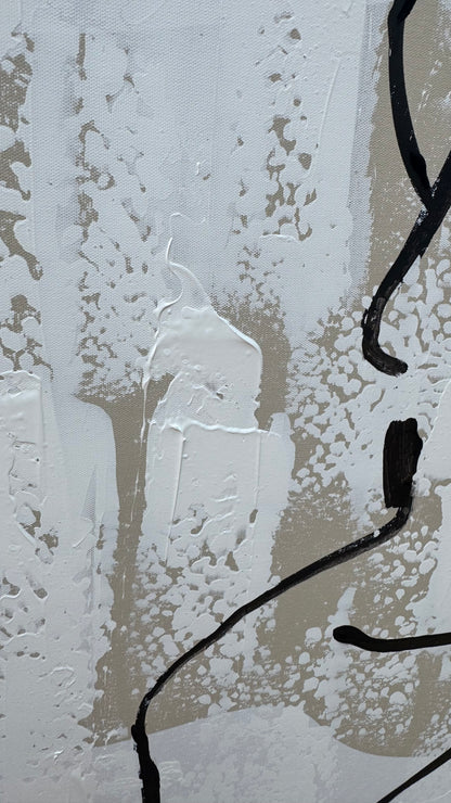 Framed in black Original Abstract contemporary Oil Painting On Canvas 70x50cm Nude textured Oka