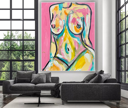 Large Abstract Original Oil Painting On 100x80cm canvas Colourful Nude