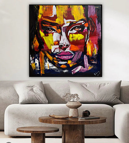Contemporary Abstract Original Oil Painting On 80x80cm Canvas Unspoken Gaze