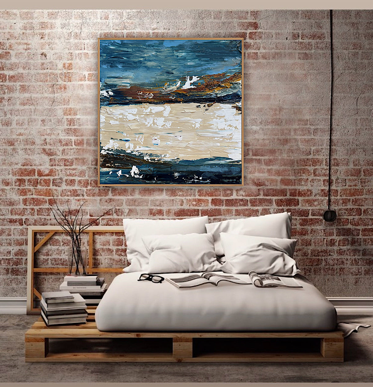 Original Abstract contemporary Oil Painting On Canvas 50x50cm Amalfi Coast Oka