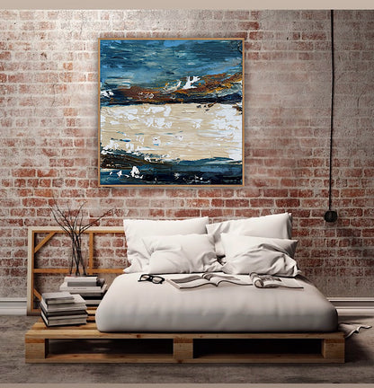 Original Abstract contemporary Oil Painting On Canvas 50x50cm Amalfi Coast Oka