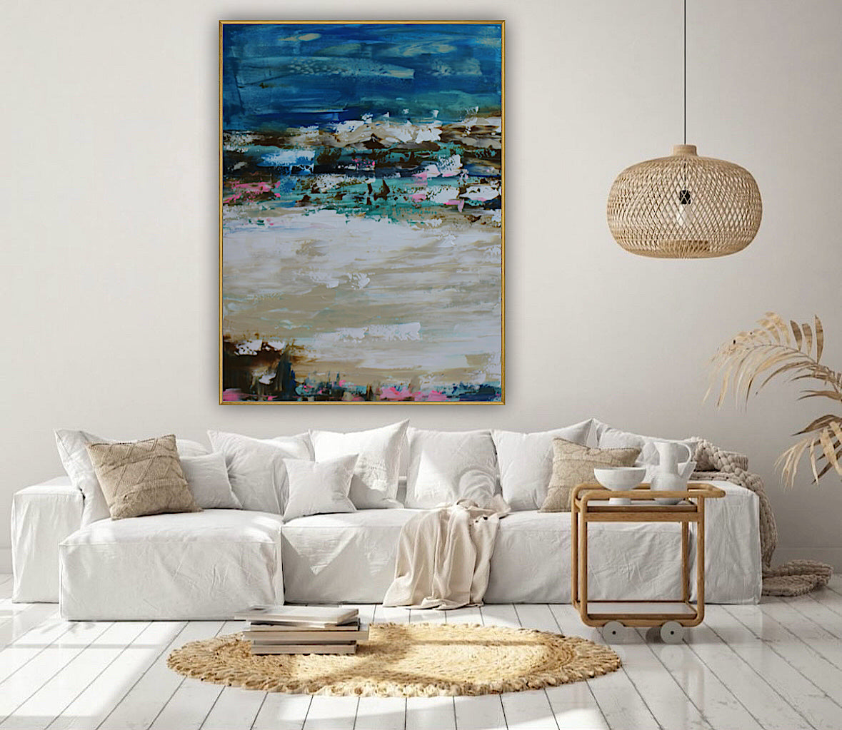 Amalfi coast Sea Sky Original abstract contemporary Oil Painting On Canvas size 100x80cm