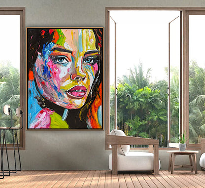 Contemporary Abstract Original Oil Painting On 100 x 80cm Canvas Chromatic Gaze woman portrait
