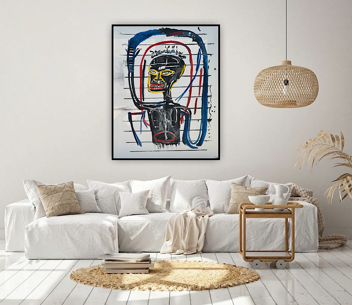 Modern Original Textured Abstract Oil Painting  Canvas 100x80cm Graffiti Art Darkness
